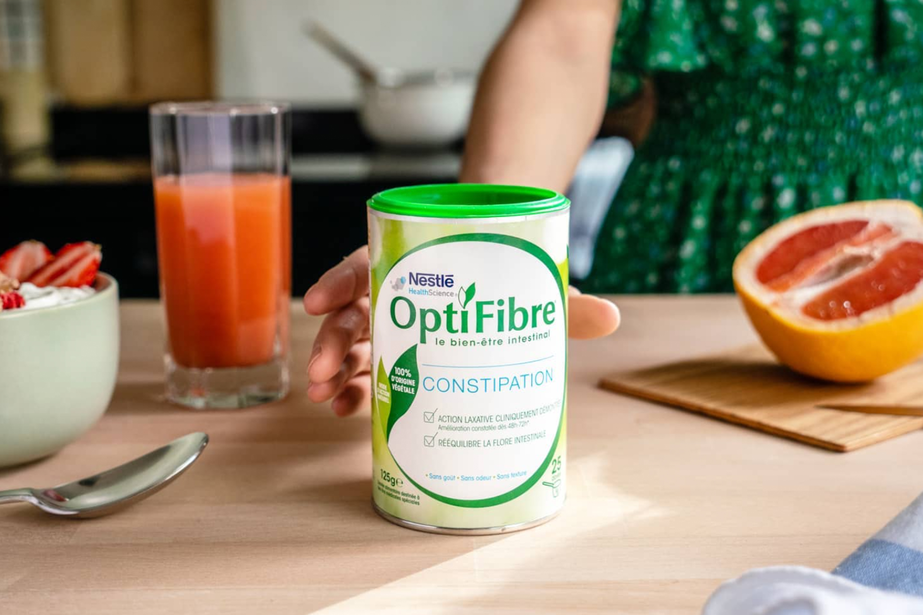 Cuillère d'optifibre au petit déjeuner